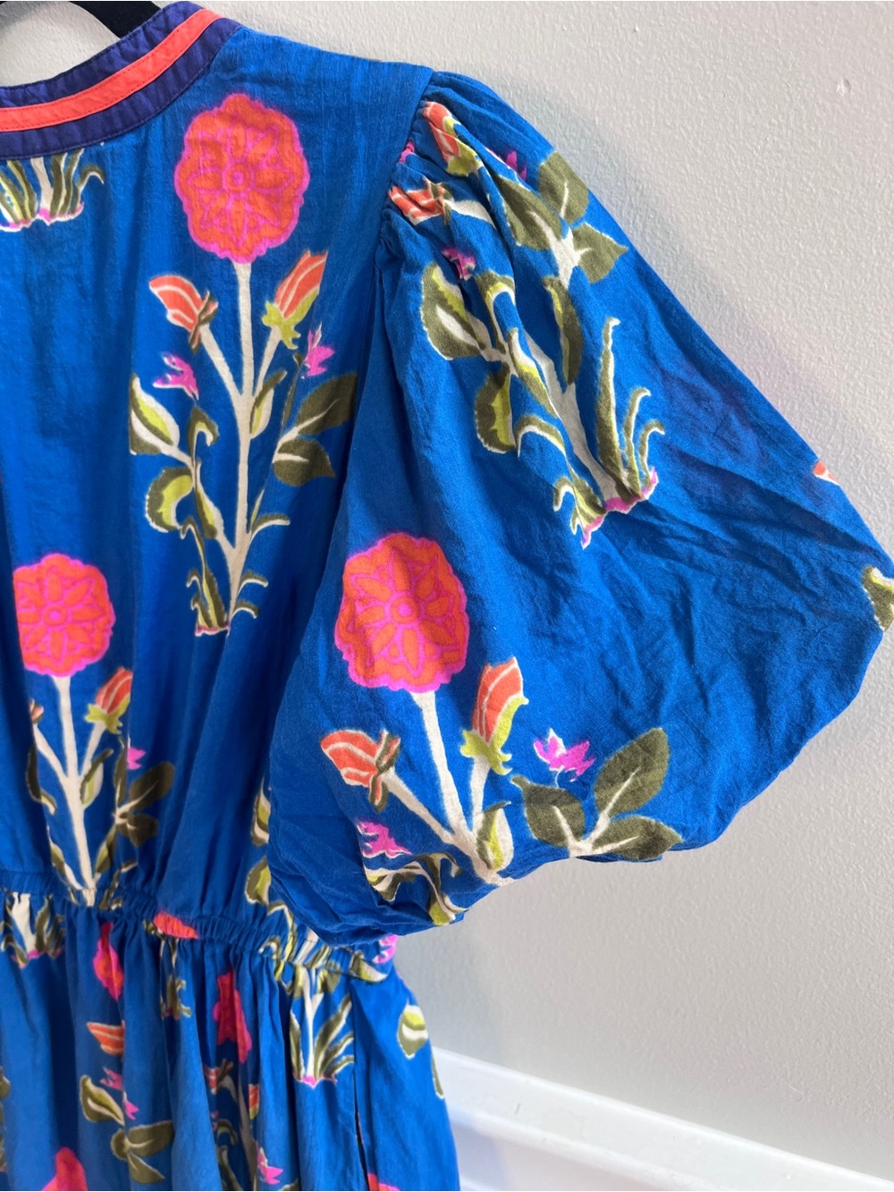 THML Royal Blue Midi Dress with Pink Floral Print - Picture 5 of 7